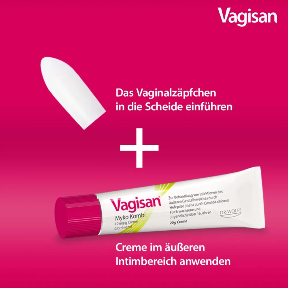 Myko Kombi: Vaginalzäpfchen und Creme zur Behandlung von Scheidenpilz>Vagisan Online