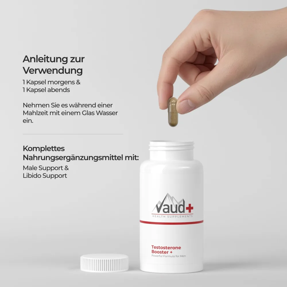 Vaud ® Testosterone Booster | Potenzmittel extra stark für Männer | Energie, Libido & Muskelfunktion| Outlet