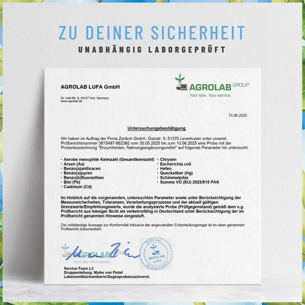 Verdauungsenzyme Enzym Komplex 120 vegane Kapseln Protease α-Amylase Lipase Enzymhelden NATURTREU®> Clearance