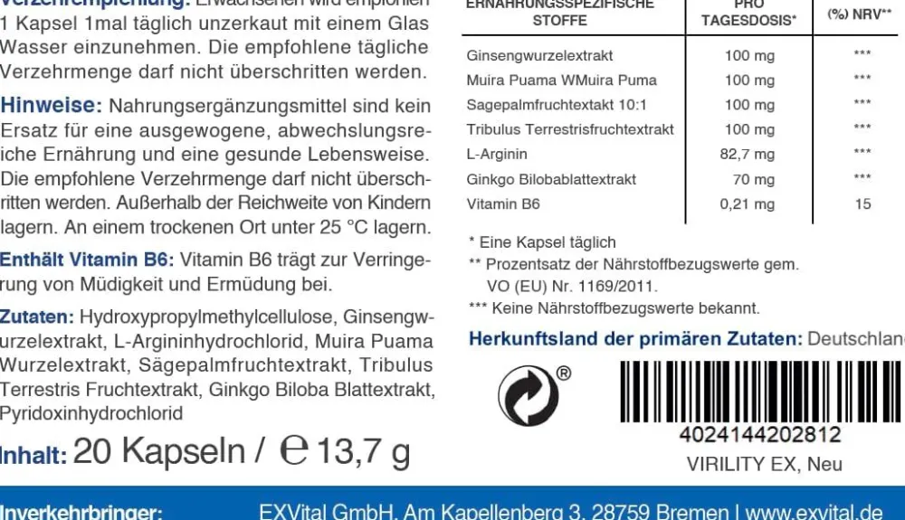 Virility EX © - 600mg aktiv Formel - für den Mann> Sale