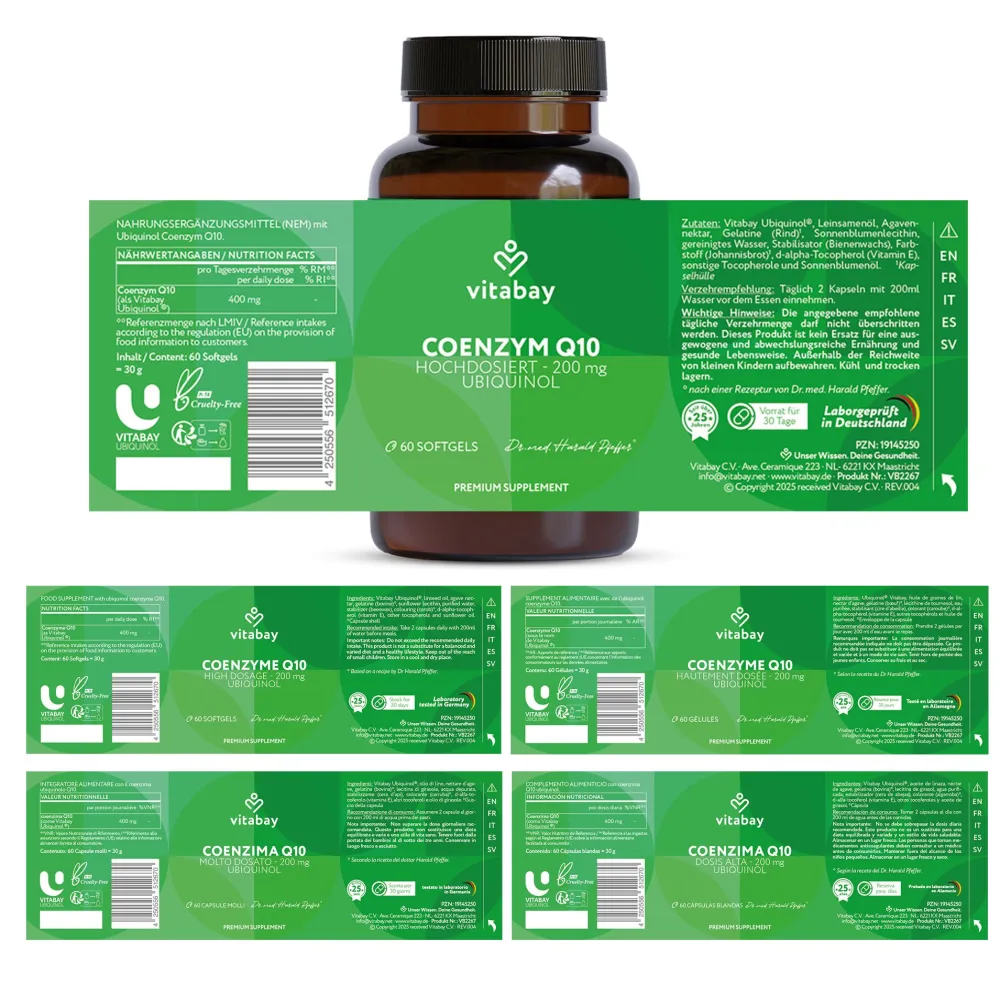 Coenzym Q10 Ubiquinol 200 mg Bioaktiv - Hochdosiert>vitabay Online