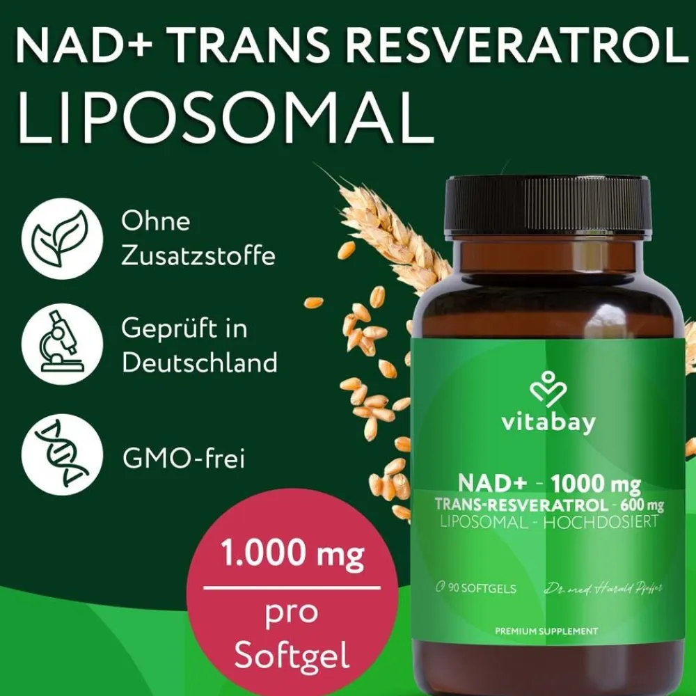NAD+ 1000 mg Trans-Resveratrol 600 mg liposomal - hochdosiert|vitabay Online