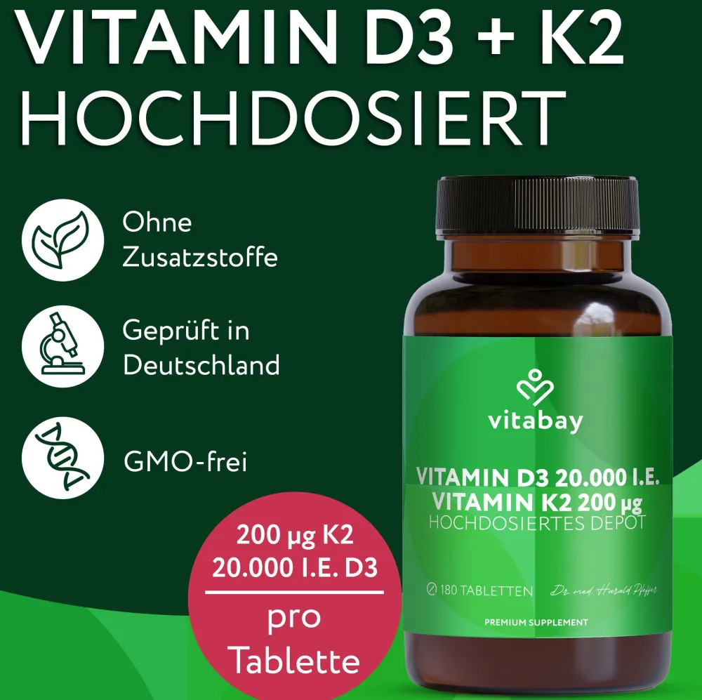 Vitamin D3 20000 IE + K2>vitabay New