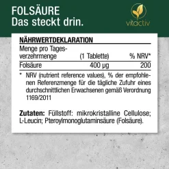 Vitactiv Folsäure Tabletten 400 µg| Online