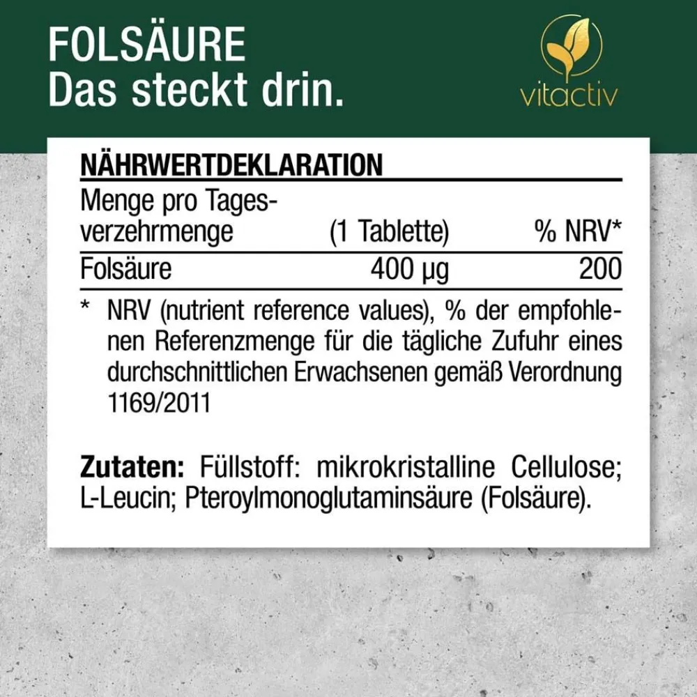 Vitactiv Folsäure Tabletten 400 µg| Online