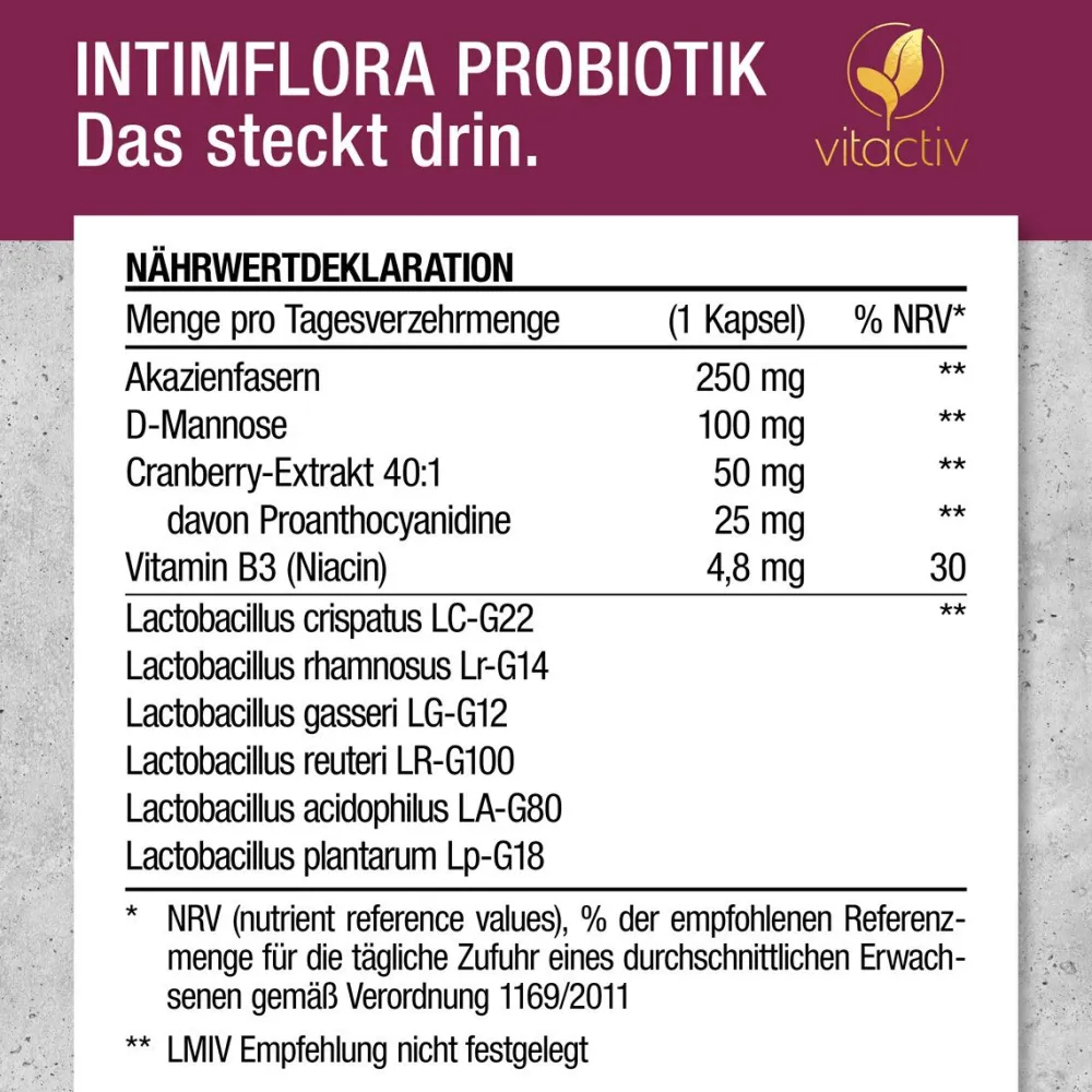 Vitactiv - INTIMFLORA PROBIOTIK - Milchsäurebakterien| Sale