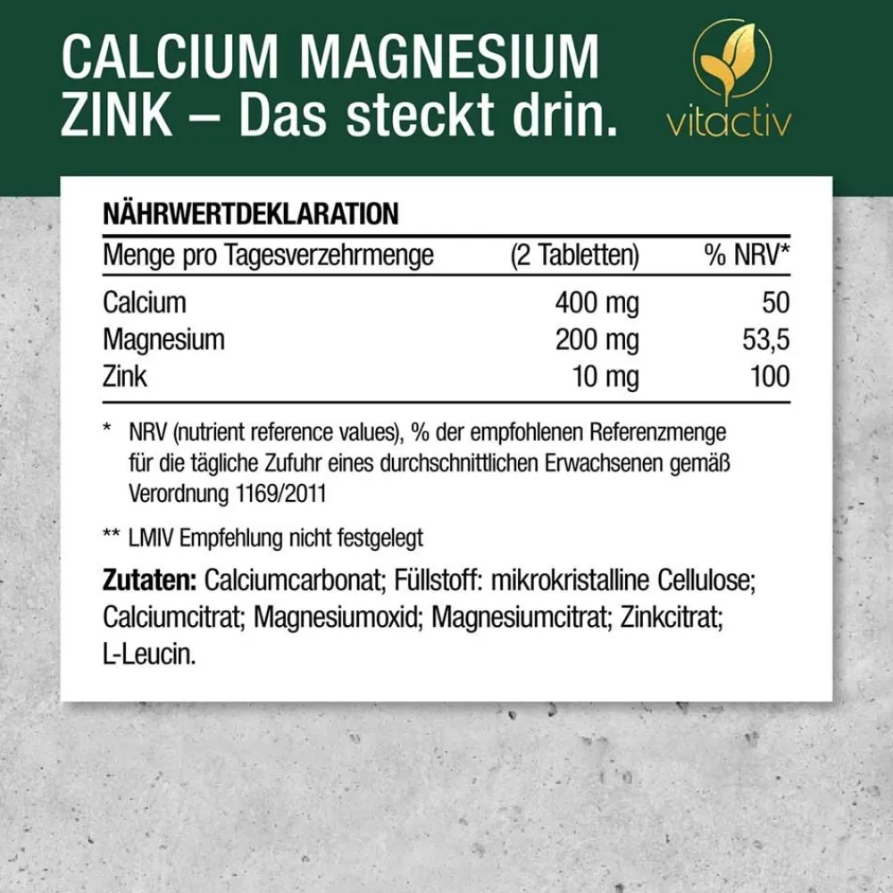 Natural Nutrition Calcium & Magnesium & Zink|Vitactiv Sale