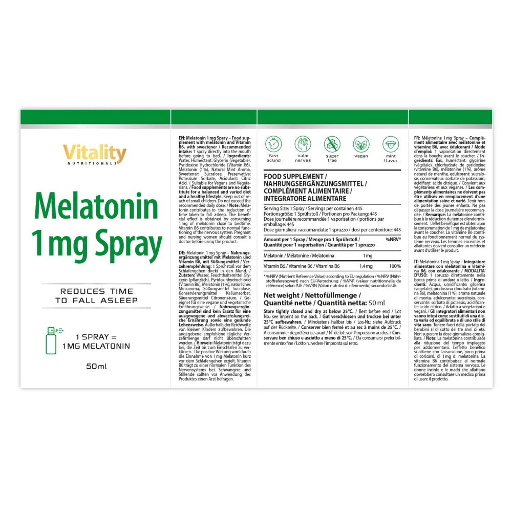 Vitality Melatonin 1 mg Spray> Clearance