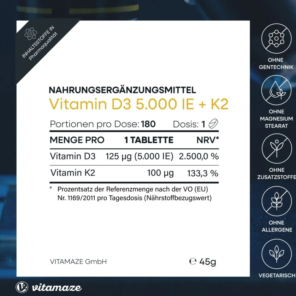 ® Vitamin D3 5.000 I.E. + K2|vitamaze Discount