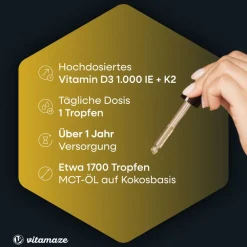 Vitamin D3 + K2 Tropfen hochdosiert|vitamaze Hot
