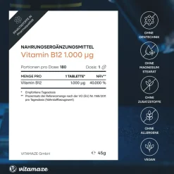 VITAMIN B12 1.000 µg hochdosiert vegan|vitamaze Best