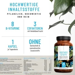 Vitamin B Komplex 8 B-Vitamine 3 Cofaktoren 120 vegane Kapseln Nervenstark ®|NATURTREU Discount