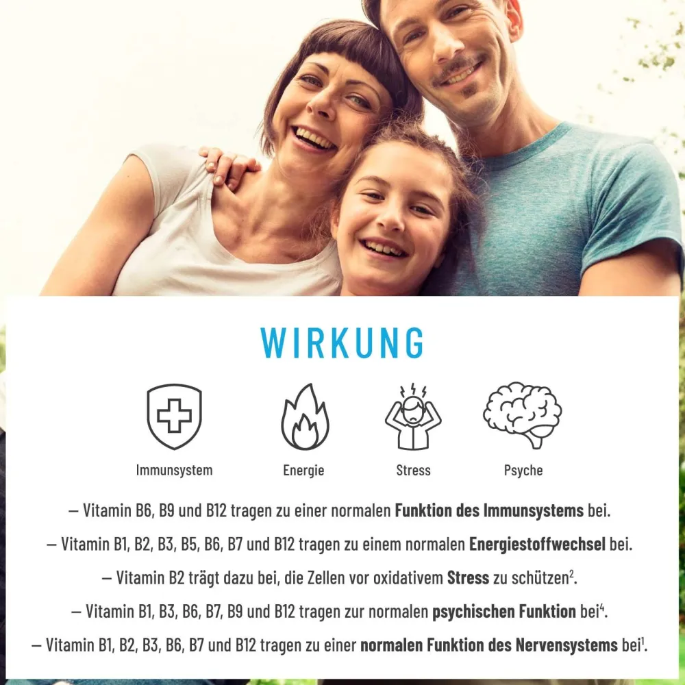 Vitamin B Komplex 8 B-Vitamine 3 Cofaktoren 120 vegane Kapseln Nervenstark ®|NATURTREU Discount