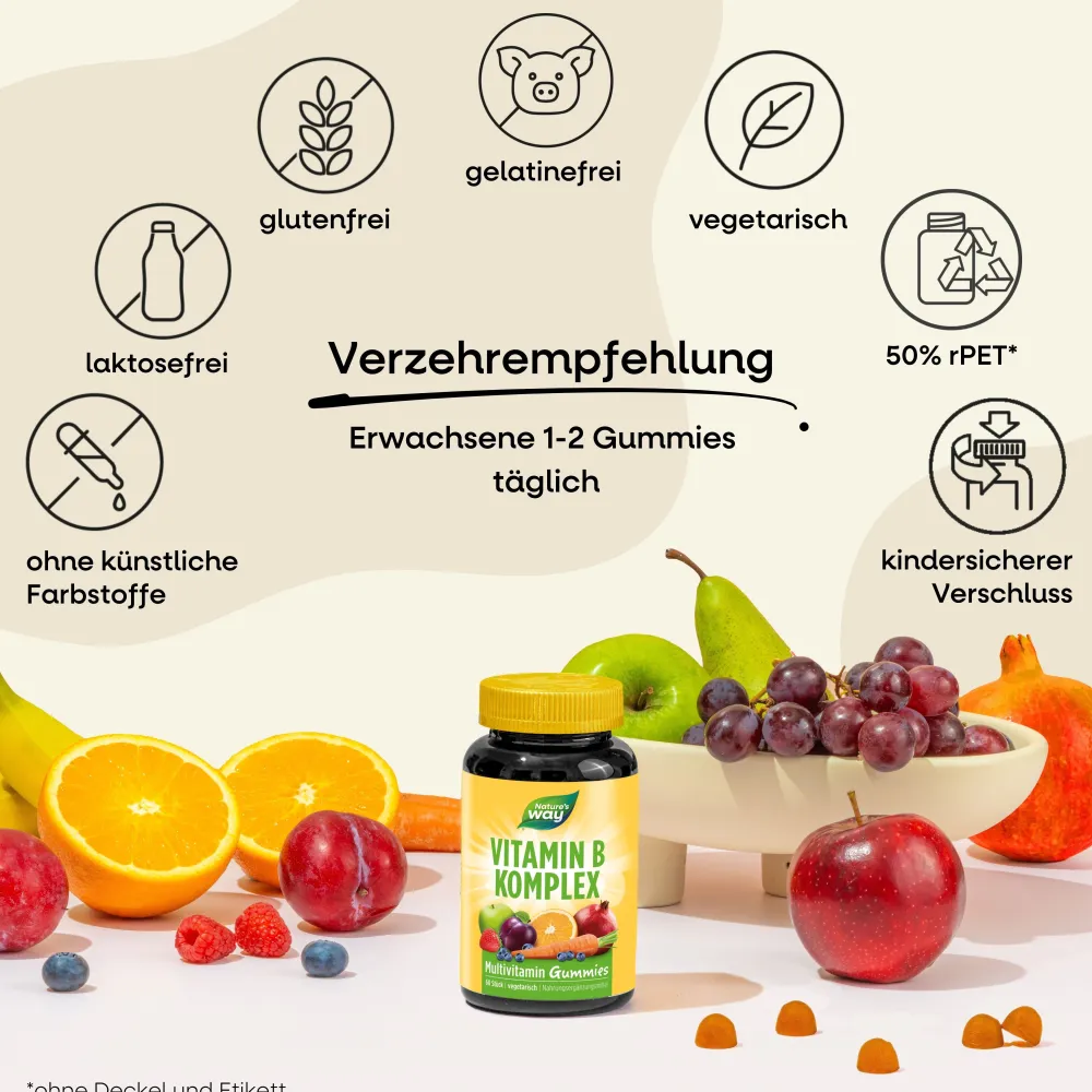 Vitamin B Komplex Multivitamin Gummies I alle B-Vitamine mit 12 µg Vitamin B12 I Mango-Geschmack ...>Nature's way