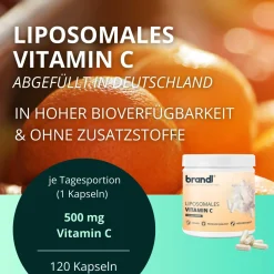 Vitamin C 500 mg pro Kapsel – liposomal, hochdosiert & rein | ® Made in Germany | 120 Stk.>brandl Sale