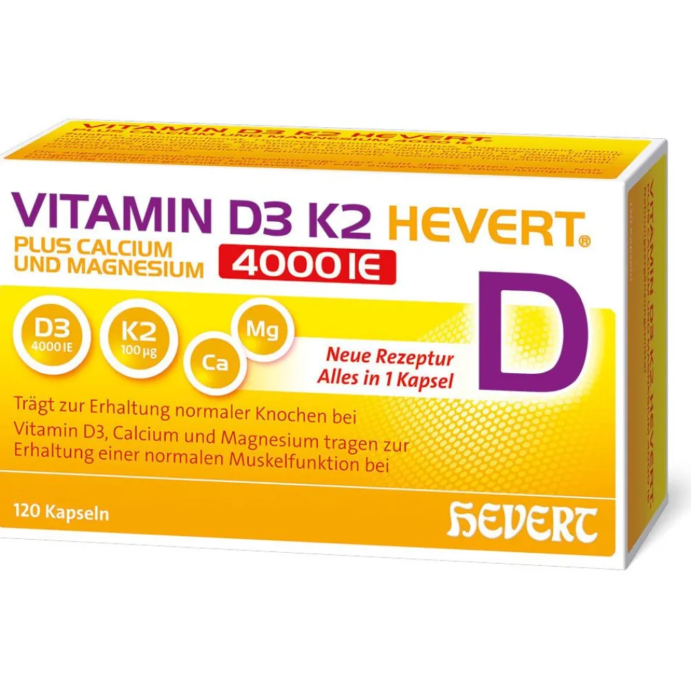 Vitamin D3 K2 Hevert + Calcium & Magnesium 4000 IE – Starke Knochen und Muskeln| Hot
