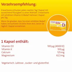Vitamin D3 K2 Hevert + Calcium & Magnesium 4000 IE – Starke Knochen und Muskeln| Hot