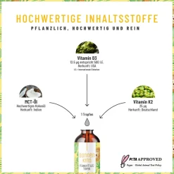Vitamin D3 K2 Kinder ab 4 Jahren 300 Tropfen 10 ml Vegan Flechten Sonnenkind ®>NATURTREU Clearance