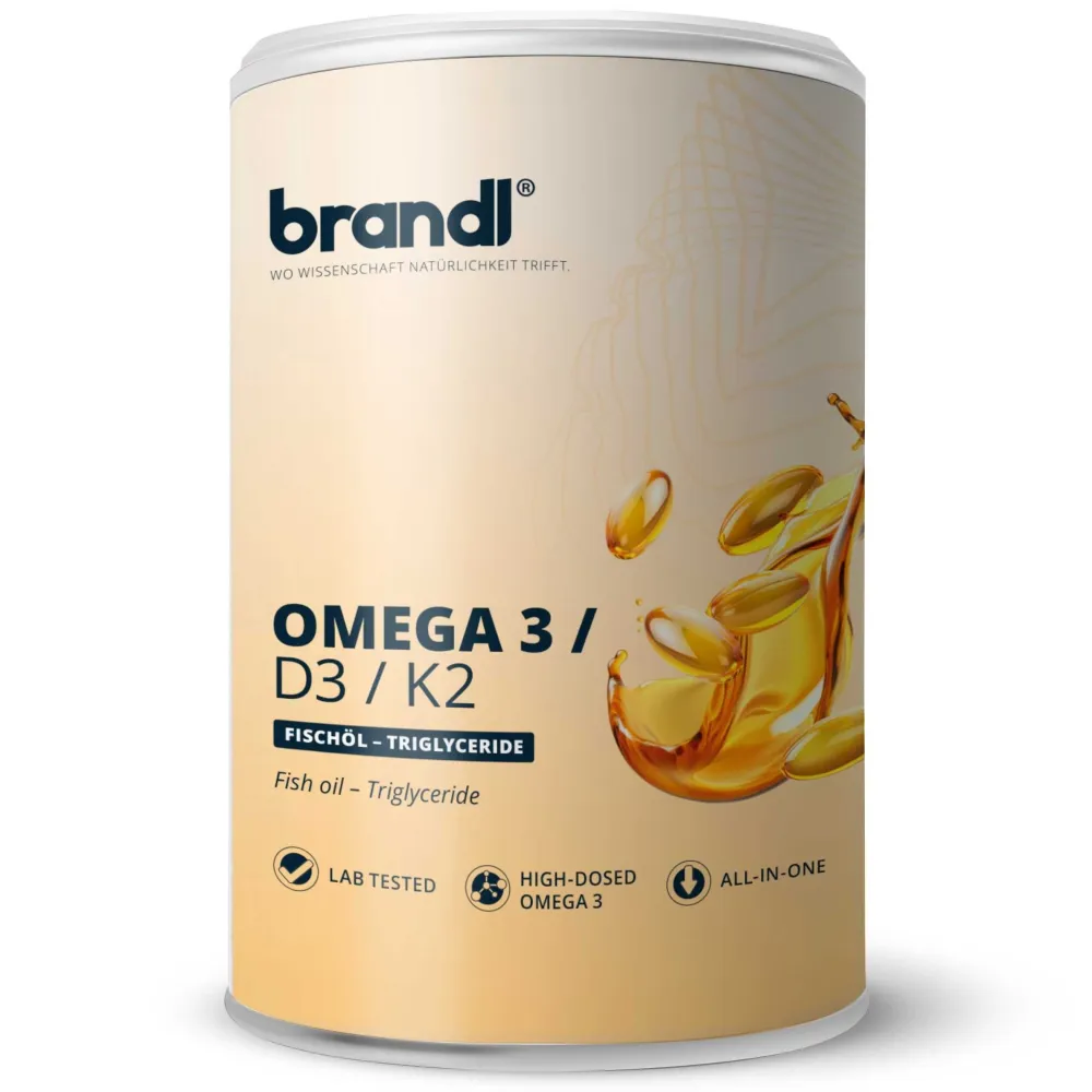 Vitamin D3 K2 & Omega 3 Premium | Made in Germany | Fischöl aus der EU | 120 Kapseln|brandl Outlet