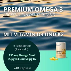 Vitamin D3 K2 & Omega 3 Premium | Made in Germany | Fischöl aus der EU | 240 Kapseln>brandl Discount