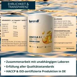 Vitamin D3 K2 & Omega 3 Premium | Made in Germany | Fischöl aus der EU | 240 Kapseln><noscript><img width=