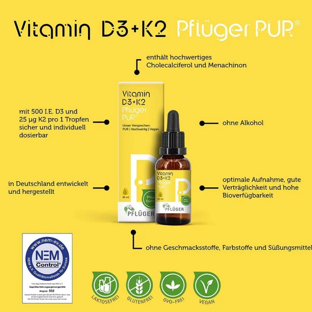 Vitamin D3+K2 Pflüger PUR®| Discount