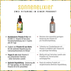 Vitamin D3 K2 vegane Tropfen 20.000 I.E. hochdosiert MK7 30 ml Sonnenelixier ®><noscript><img width=