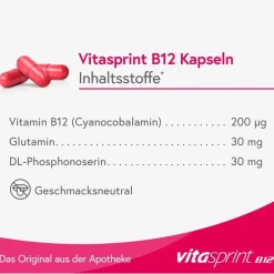 B12 Kapseln, 100 St. mit Vitamin B12 für mehr Energie|vitasprint Best
