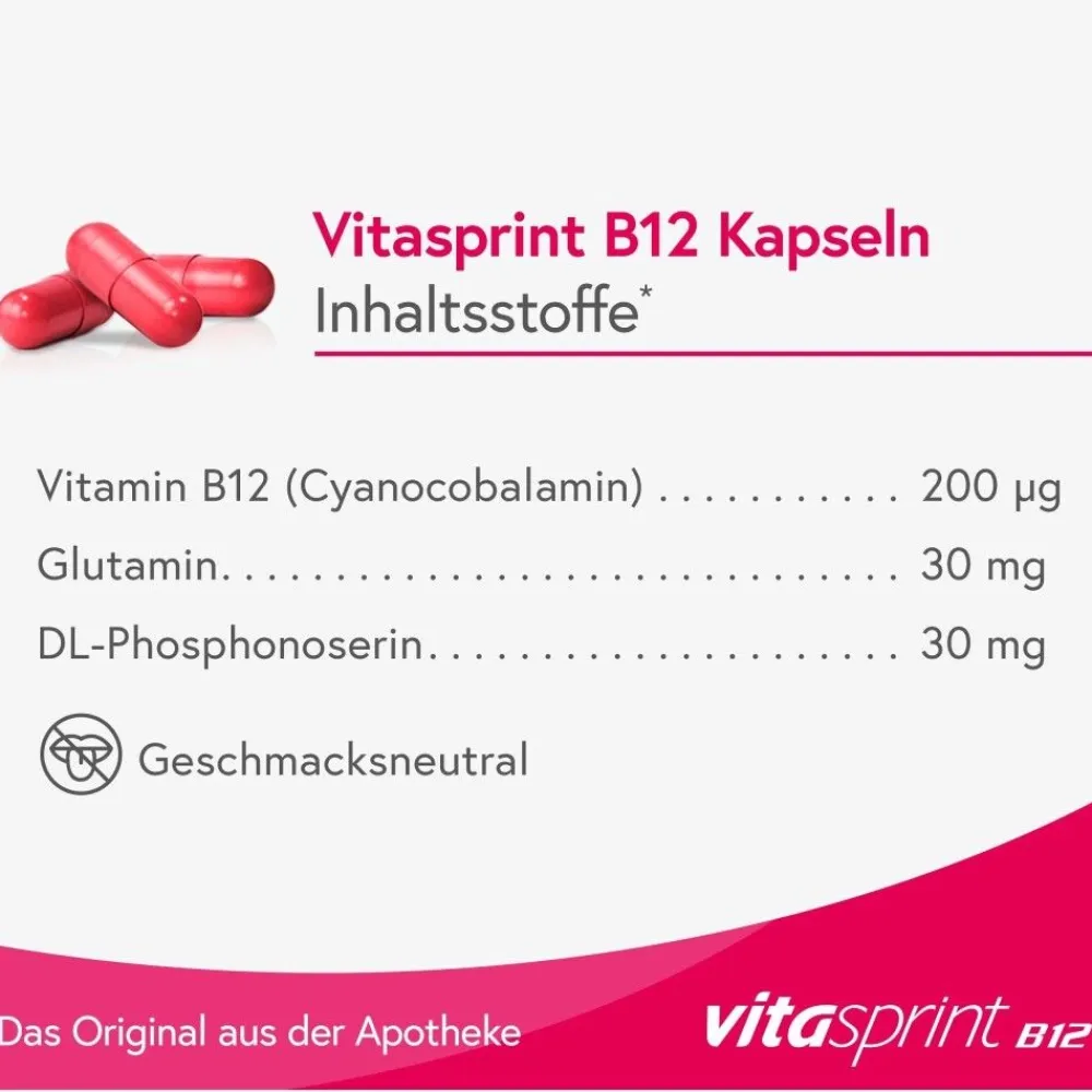 B12 Kapseln, 100 St. mit Vitamin B12 für mehr Energie|vitasprint Best
