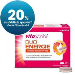 Duo Energie 2-Phasen-Tablette - Vitamin B-Komplex hochdosiert - Jetzt 20% mit dem Code Vitamine20 sparen*|vitasprint New