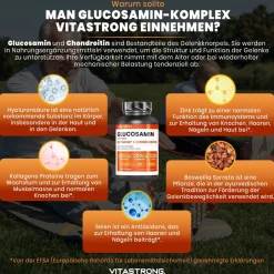 Vitastrong Glucosamin Komplex - 120 Tabletten, Unterstützung für Gelenke & Knorpel| New