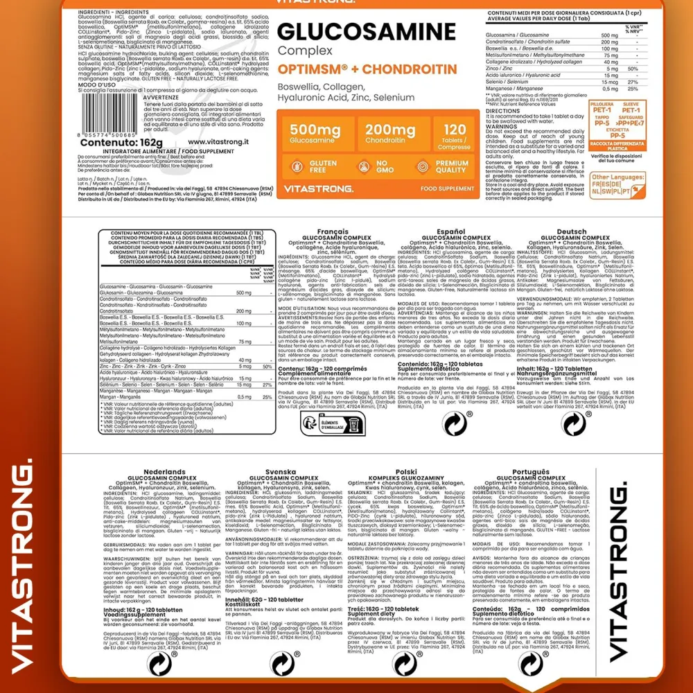Vitastrong Glucosamin Komplex - 120 Tabletten, Unterstützung für Gelenke & Knorpel| New