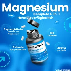 Vitastrong Magnesium Komplex 5-in-1, 400mg pro Dosis - 150 Tabletten> Hot
