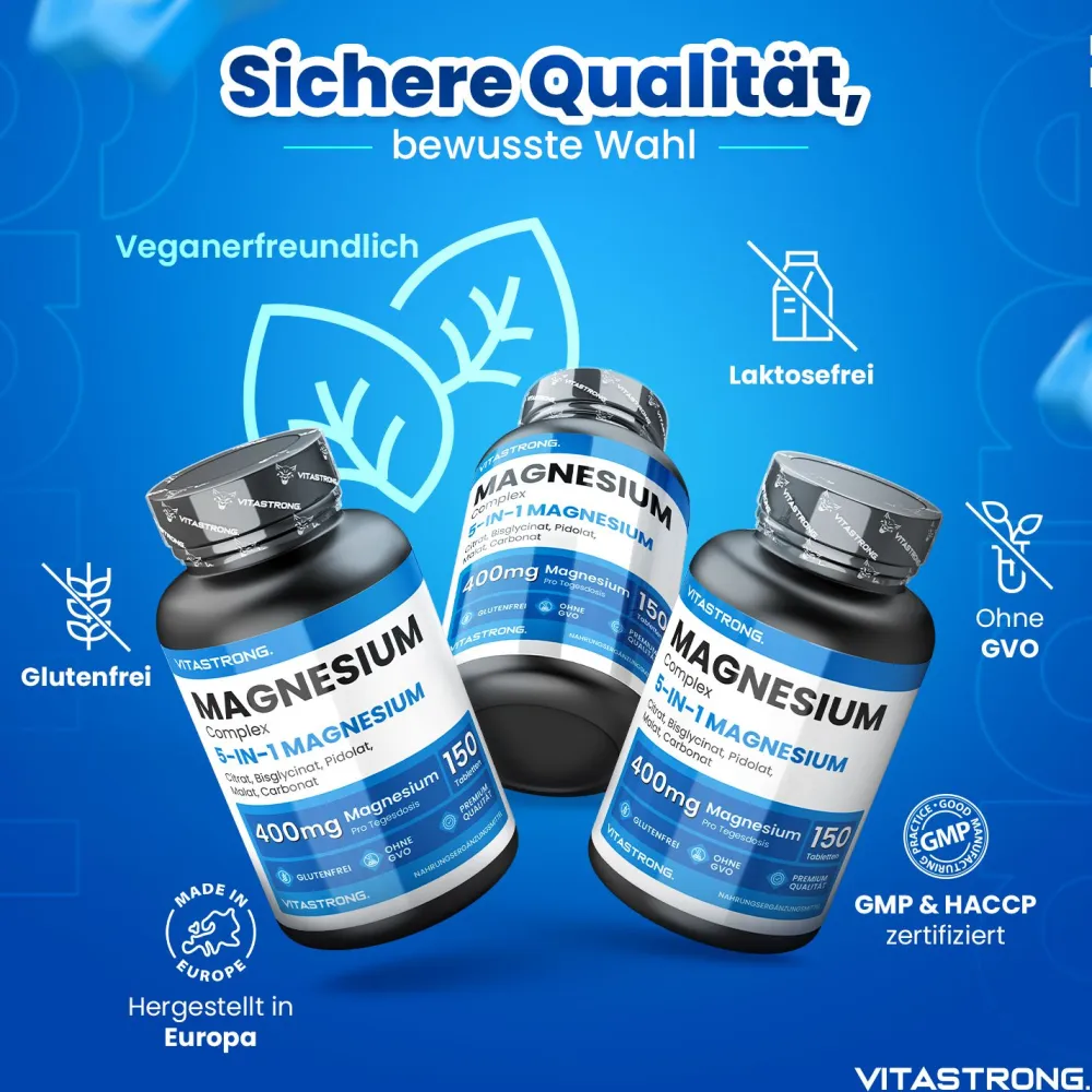 Vitastrong Magnesium Komplex 5-in-1, 400mg pro Dosis - 150 Tabletten> Hot