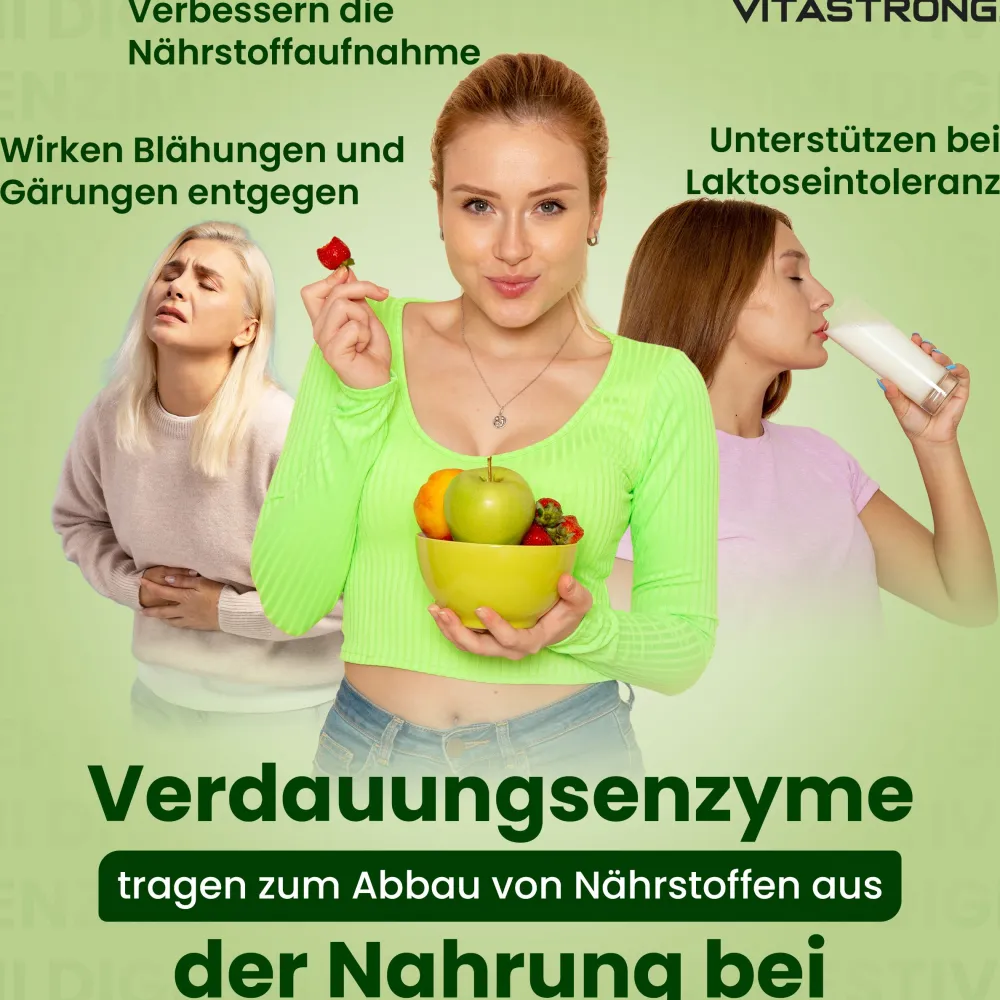 Vitastrong Verdauun-gsenzyme - 60 Kapseln, Umfassende Verdauungsunterstützung> Online