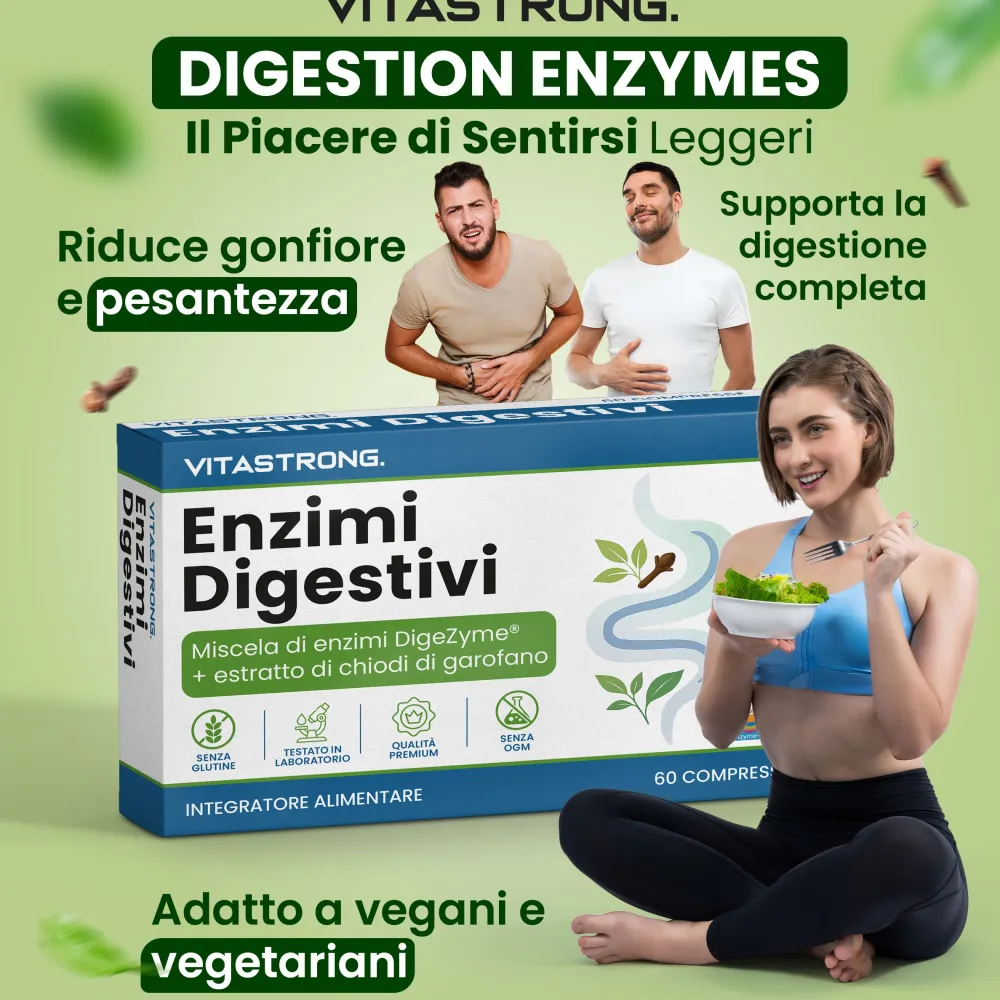 Vitastrong Verdauun-gsenzyme - 60 Kapseln, Umfassende Verdauungsunterstützung> Online