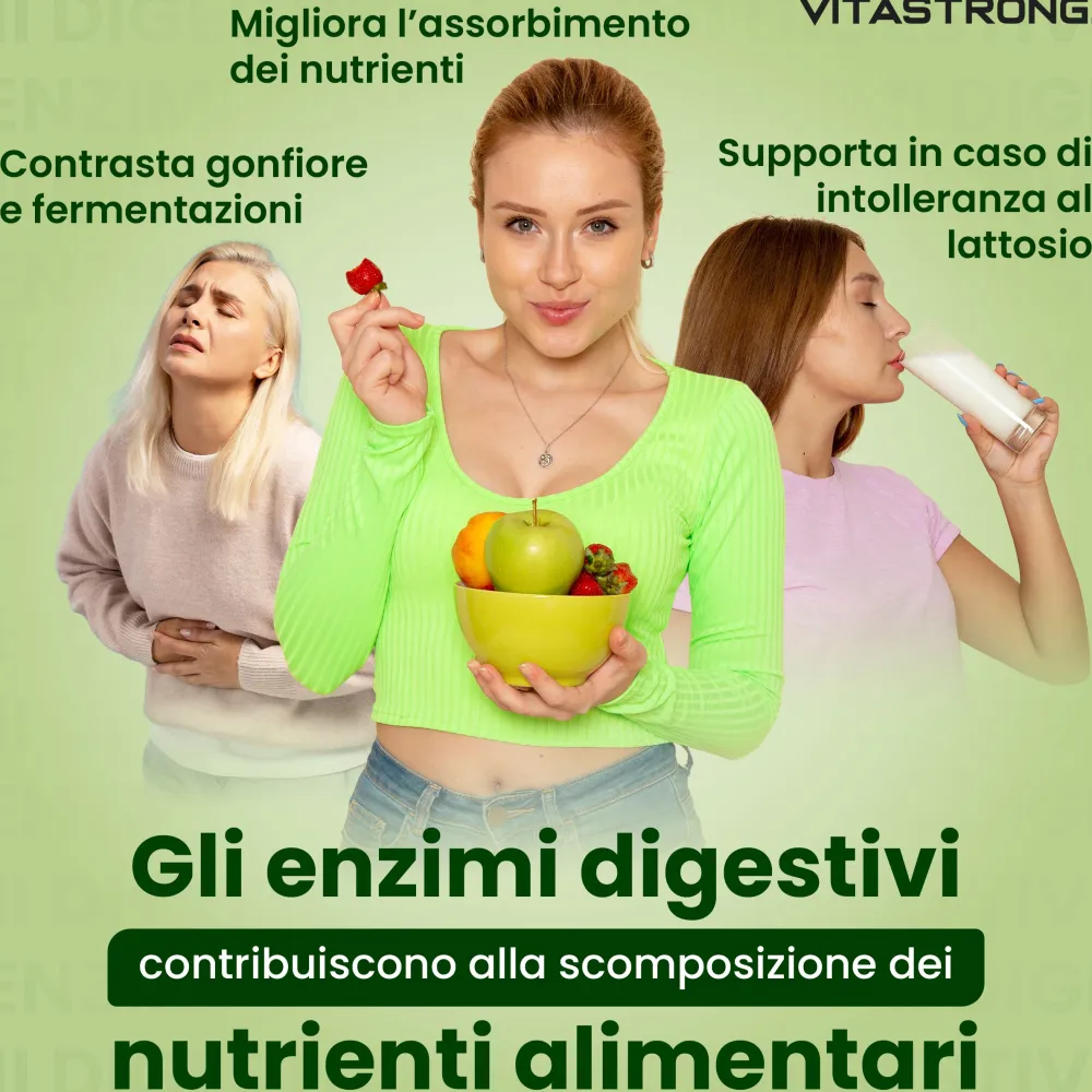 Vitastrong Verdauun-gsenzyme - 60 Kapseln, Umfassende Verdauungsunterstützung> Online