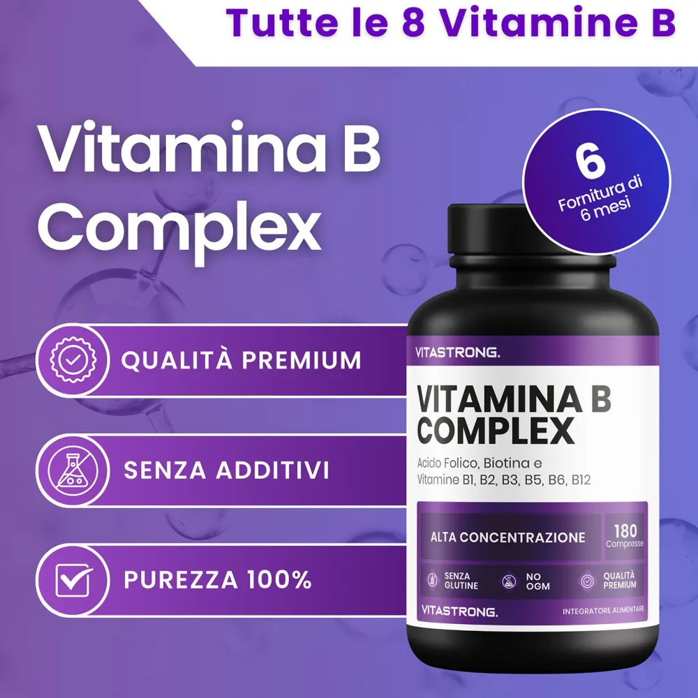 Vitastrong Vitamin B Komplex - 180 Tabletten, Hochdosiert| Online