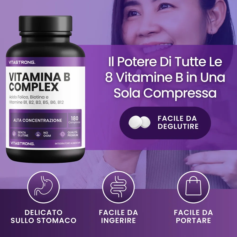 Vitastrong Vitamin B Komplex - 180 Tabletten, Hochdosiert| Online