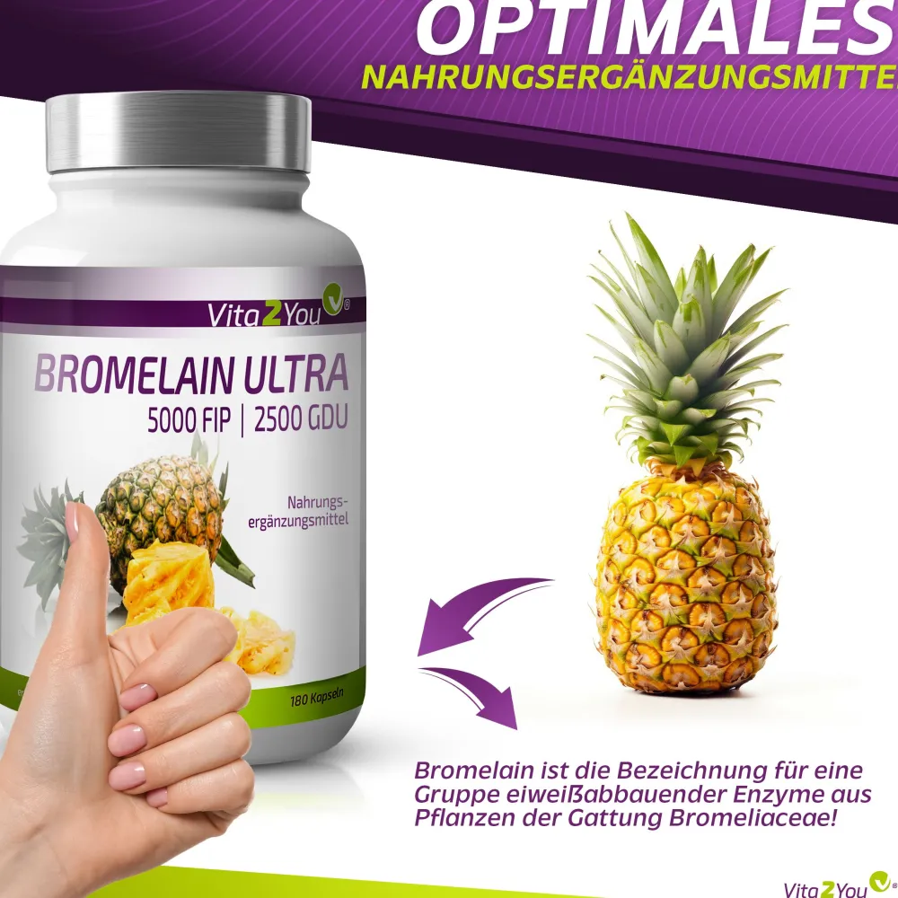 Bromelain 5000FIP Kapseln|Vita2You Outlet