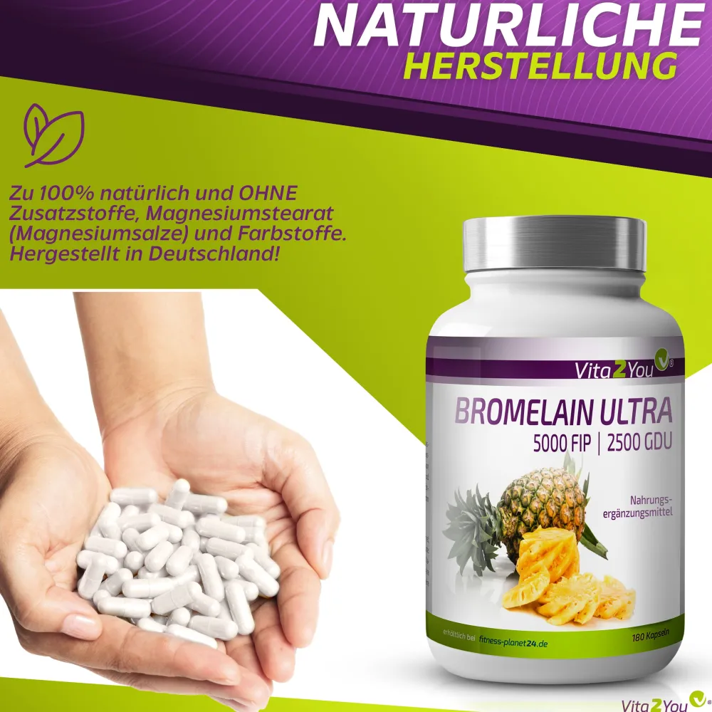 Bromelain 5000FIP Kapseln|Vita2You Outlet