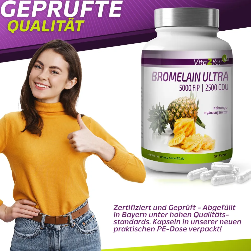 Bromelain 5000FIP Kapseln|Vita2You Outlet