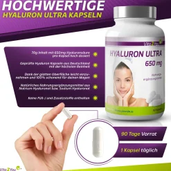 Hyaluronsäure Ultra Kapseln 650mg|Vita2You Outlet