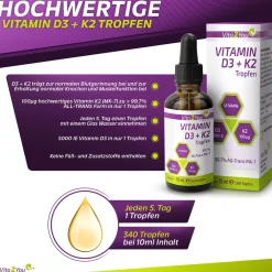 Vitamin D3 + K2 Tropfen 5000IE - 100µg Vitamin K2|Vita2You Best