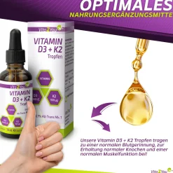 Vitamin D3 + K2 Tropfen 5000IE - 100µg Vitamin K2|Vita2You Best