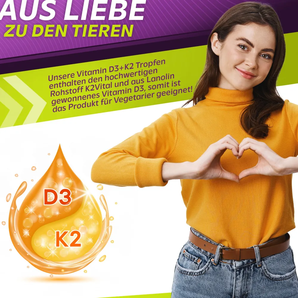 Vitamin D3 + K2 Tropfen 5000IE - 100µg Vitamin K2|Vita2You Best