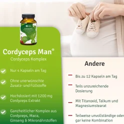 vitelly Cordyceps Man Kapseln – mit Cordyceps, Zink und B-Vitaminen für Männer| Discount