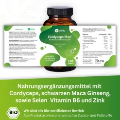 vitelly Cordyceps Man Kapseln – mit Cordyceps, Zink und B-Vitaminen für Männer| Discount