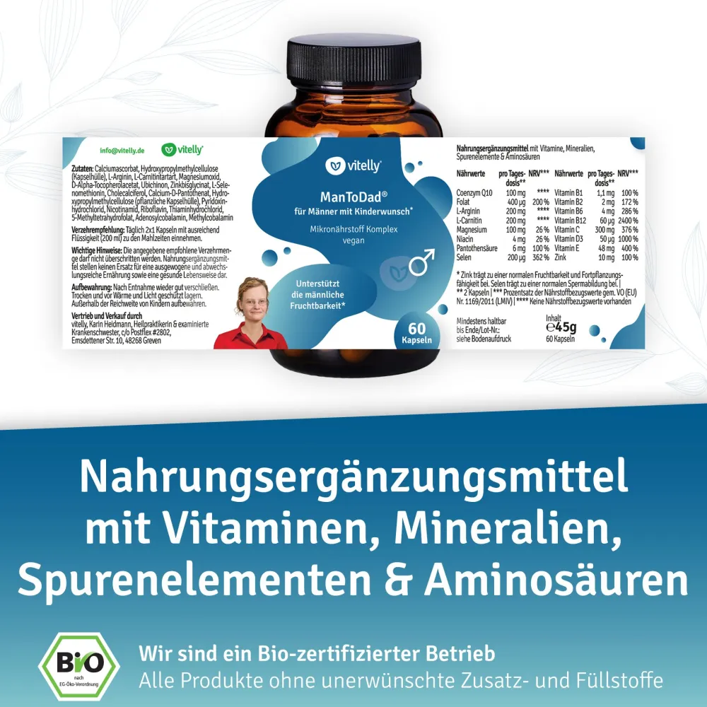 vitelly ManToDad® Kinderwunsch Vitamine für einen Monat| Online