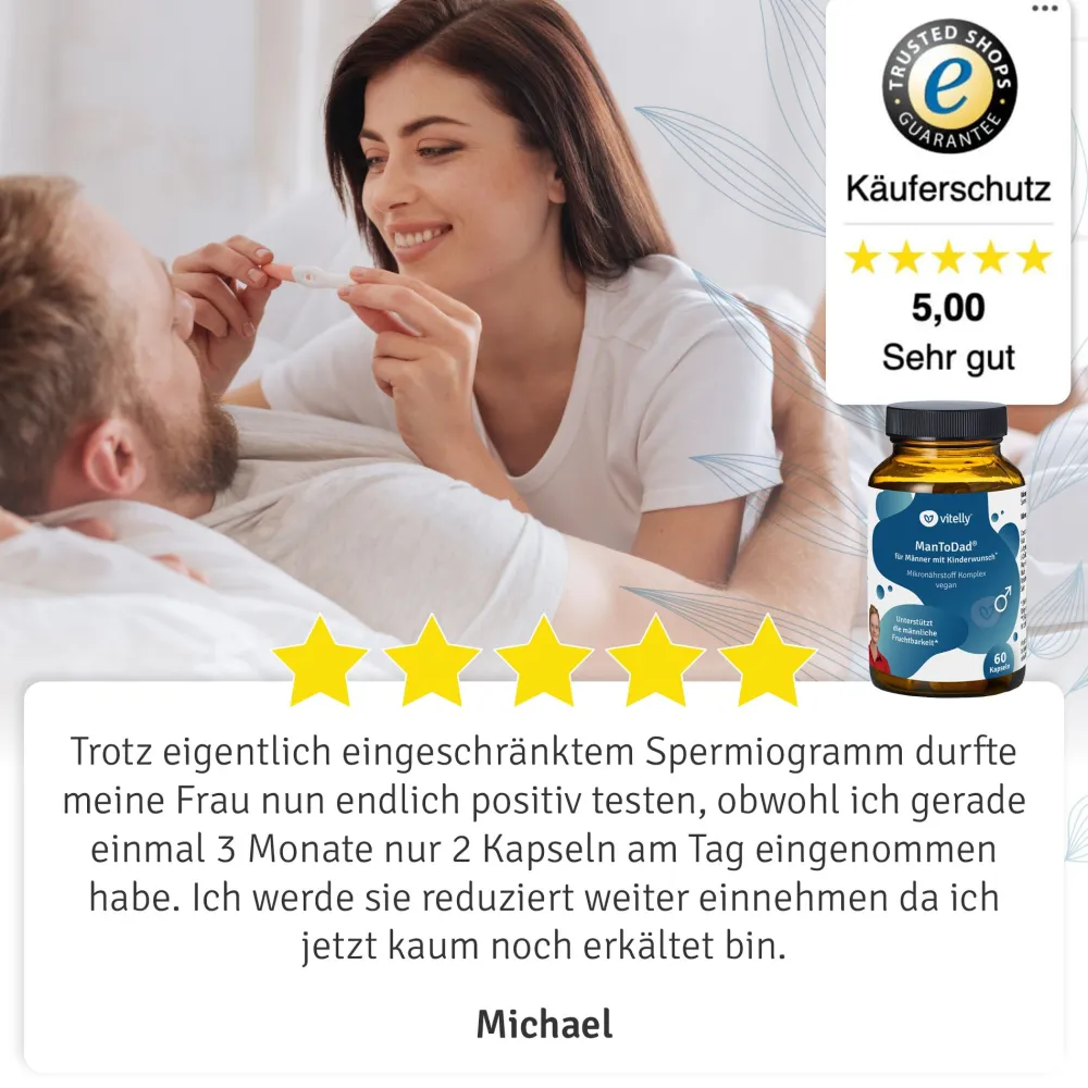 vitelly ManToDad® Kinderwunsch Vitamine für einen Monat| Online